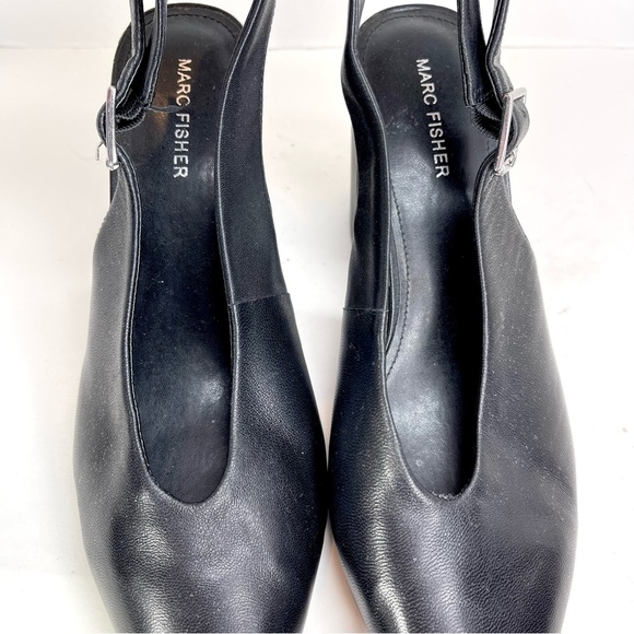 Marc Fisher Women’s Black Leather Slingback Pointed Toe Block Heels Size 10M - Picture 7 of 10
